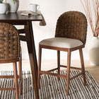 bali & pari Denver Modern Bohemian Walnut Brown Finished Acacia Wood and Seagrass Counter Stool