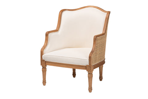 bali & pari Elizette Traditional French Beige Fabric and Honey Oak Finished Wood Accent Chair