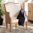bali & pari Elizette Traditional French Beige Fabric and Honey Oak Finished Wood Accent Chair