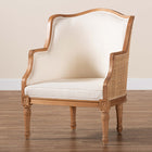 bali & pari Elizette Traditional French Beige Fabric and Honey Oak Finished Wood Accent Chair