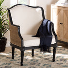 bali & pari Elizette Traditional French Beige Fabric and Black Finished Wood Accent Chair