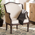 bali & pari Ornella Traditional French Beige Fabric and Dark Brown Finished Wood Accent Chair