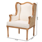 bali & pari Rachana Traditional French Beige Fabric and Honey Oak Finished Wood Accent Chair
