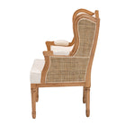 bali & pari Rachana Traditional French Beige Fabric and Honey Oak Finished Wood Accent Chair