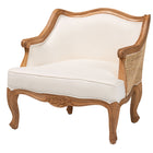 bali & pari Sylvestra Traditional French Beige Fabric and Honey Oak Finished Wood Low Seat Accent Chair