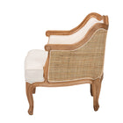 bali & pari Sylvestra Traditional French Beige Fabric and Honey Oak Finished Wood Low Seat Accent Chair