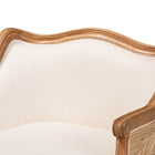 bali & pari Sylvestra Traditional French Beige Fabric and Honey Oak Finished Wood Low Seat Accent Chair