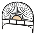 bali & pari Perenna Modern Bohemian Two-Tone Black and Natural Brown Rattan King Size Standalone Headboard