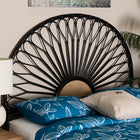 bali & pari Perenna Modern Bohemian Two-Tone Black and Natural Brown Rattan King Size Standalone Headboard