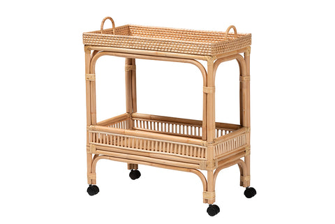 bali & pari Lombok Modern Bohemian Natural Brown Rattan Wine Cart