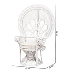 bali & pari Ediva Modern Bohemian White Natural Rattan Peacock Accent Chair