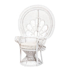 bali & pari Ediva Modern Bohemian White Natural Rattan Peacock Accent Chair