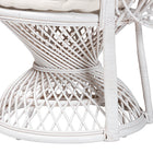 bali & pari Ediva Modern Bohemian White Natural Rattan Peacock Accent Chair