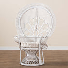 bali & pari Ediva Modern Bohemian White Natural Rattan Peacock Accent Chair