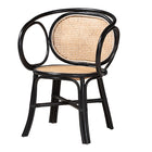 bali & pari Palesa Modern Bohemian Two-Tone Black and  Natural Brown Rattan Dining Chair