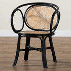 bali & pari Palesa Modern Bohemian Two-Tone Black and  Natural Brown Rattan Dining Chair
