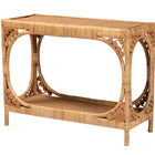 bali & pari Ramona Modern Bohemian Light Honey Rattan Console Table