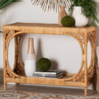 bali & pari Ramona Modern Bohemian Light Honey Rattan Console Table