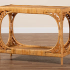 bali & pari Ramona Modern Bohemian Light Honey Rattan Console Table