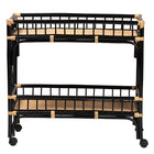 bali & pari Dalinda Modern Bohemian Two-Tone Black and Natural Brown Rattan 2-Tier Kitchen Cart