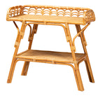 bali & pari Nayana Modern Bohemian Natural Rattan 2-Tier Console Table