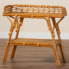 bali & pari Nayana Modern Bohemian Natural Rattan 2-Tier Console Table