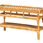 bali & pari Savitri Modern Bohemian Natural Rattan 2-Tier Console Table
