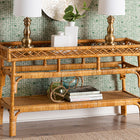 bali & pari Savitri Modern Bohemian Natural Rattan 2-Tier Console Table
