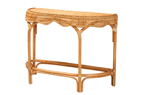 bali & pari Wakana Modern Bohemian Natural Brown Rattan Console Table