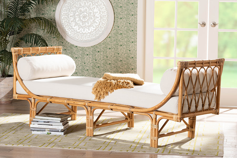 bali & pari Macias Modern Bohemian Natural Brown Rattan Daybed