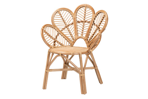 bali & pari Eliava Modern Bohemian Natural Rattan Flower Accent Chair
