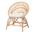 bali & pari Abriella Modern Bohemian Natural Brown Rattan Peacock Accent Chair