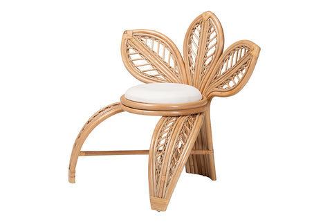 bali & pari Gresham Modern Bohemian Natural Rattan Leaf Accent Chair