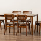 Baxton Studio Jeriah Mid-Century Modern Walnut Brown Finished Wood and Woven Rattan 7-Piece Dining Set