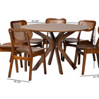 Baxton Studio Giuliana Mid-Century Modern Walnut Brown Finished Wood and Woven Rattan 7-Piece Dining Set