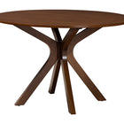 Baxton Studio Giuliana Mid-Century Modern Walnut Brown Finished Wood and Woven Rattan 7-Piece Dining Set