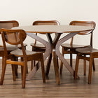 Baxton Studio Giuliana Mid-Century Modern Walnut Brown Finished Wood and Woven Rattan 7-Piece Dining Set