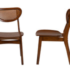 Baxton Studio Hesper Mid-Century Modern Walnut Brown Finished Wood and Rattan 2-Piece Dining Chair Set