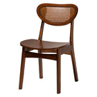 Baxton Studio Jeriah Mid-Century Modern Walnut Brown Finished Wood and Woven Rattan 5-Piece Dining Set