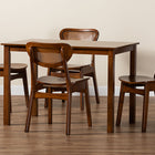Baxton Studio Jeriah Mid-Century Modern Walnut Brown Finished Wood and Woven Rattan 5-Piece Dining Set