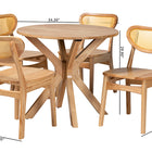 Baxton Studio Donato Mid-Century Modern Oak Brown Finished Wood and Rattan 5-Piece Dining Set