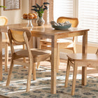 Baxton Studio Haviland Mid-Century Modern Oak Brown Finished Wood and Rattan 5-Piece Dining Set