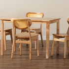 Baxton Studio Haviland Mid-Century Modern Oak Brown Finished Wood and Rattan 5-Piece Dining Set