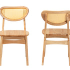 Baxton Studio Nenet Mid-Century Modern Oak Brown Finished Wood and Rattan 2-Piece Dining Chair Set