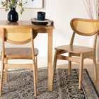 Baxton Studio Nenet Mid-Century Modern Oak Brown Finished Wood and Rattan 2-Piece Dining Chair Set