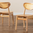 Baxton Studio Nenet Mid-Century Modern Oak Brown Finished Wood and Rattan 2-Piece Dining Chair Set