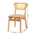 Baxton Studio Nenet Mid-Century Modern Oak Brown Finished Wood and Rattan 2-Piece Dining Chair Set