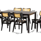 Baxton Studio Estera Mid-Century Modern Dark Brown Finished Wood and Rattan 7-Piece Dining Set