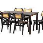 Baxton Studio Estera Mid-Century Modern Dark Brown Finished Wood and Rattan 7-Piece Dining Set