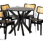 Baxton Studio Linnet Mid-Century Modern Dark Brown Finished Wood and Rattan 5-Piece Dining Set
